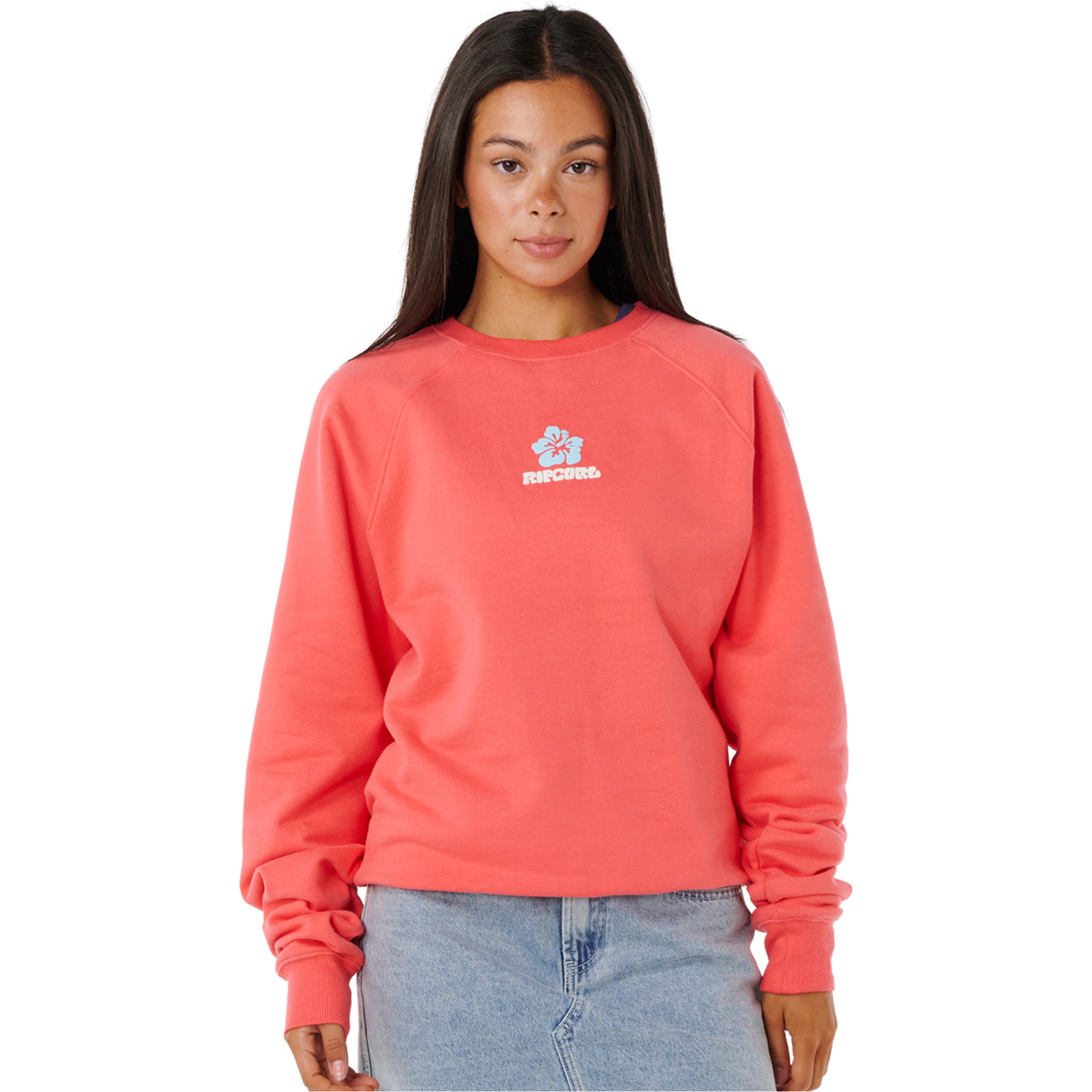 2025 Rip Curl Da Donna Luxe Surf Raglan Rilassato Crew 0ARWFL - Watermelon